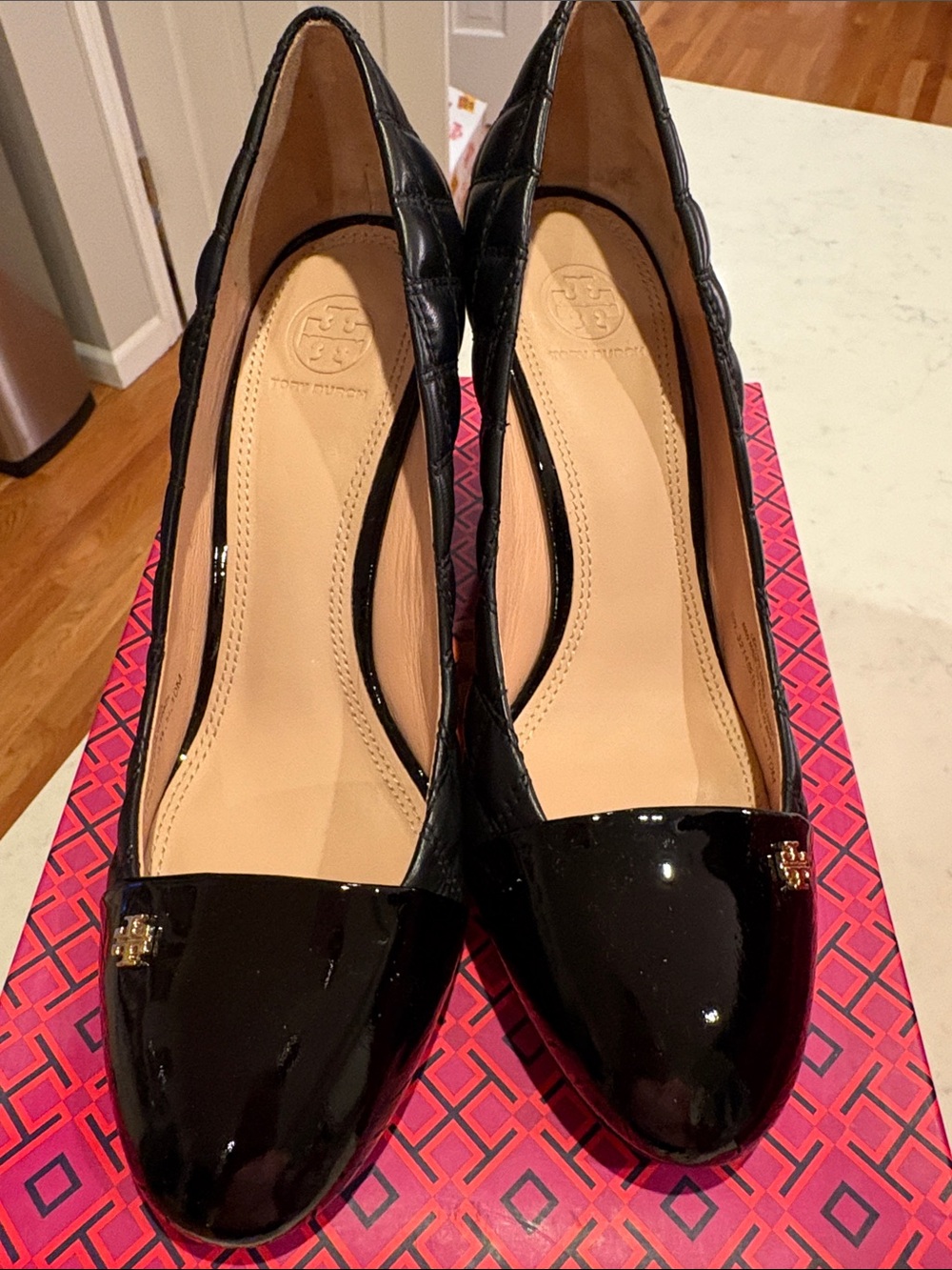 Tory Burch Black Patent Wedges